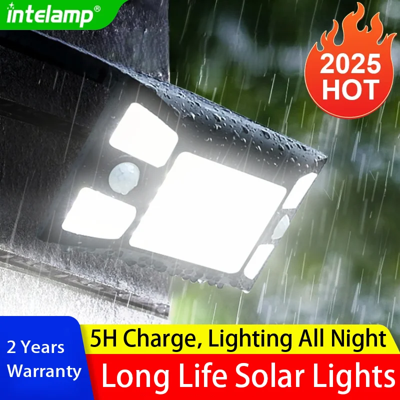 

2026 Мощные солнечные фонари, уличный датчик движения, супер яркий настенный светильник IP65, водонепроницаемый уличный фонарь для сада, двора, дорожки, гаража