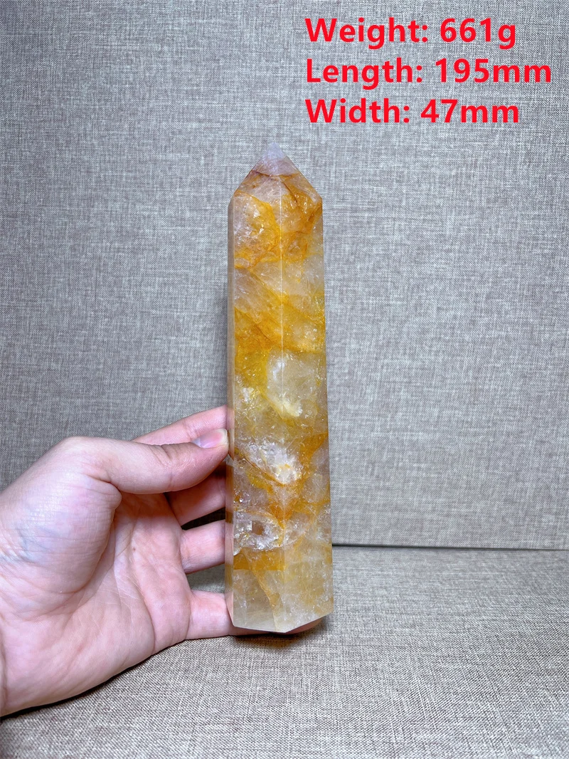 Natural  Golden Healer Quartz Tower With Rain Bow Reiki Healing Stone Home Decoration Exquisite Gift Souvenir Gift