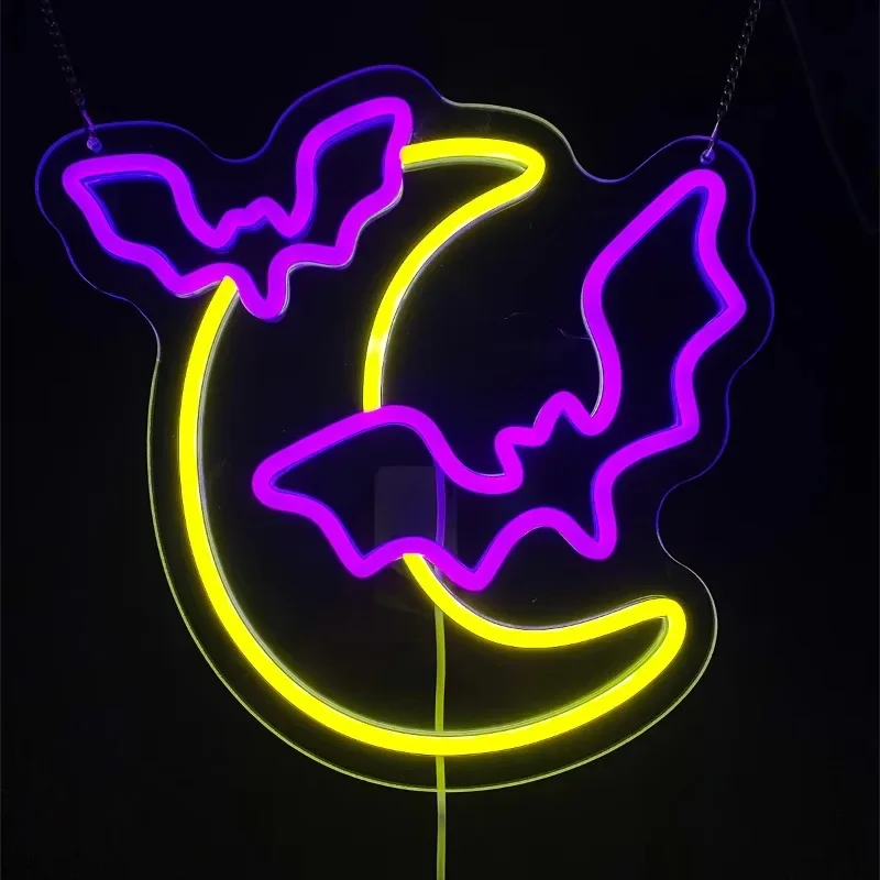 

The Bat Moon neon lamp is suitable for the room decoration holiday party Halloween atmosphere creates