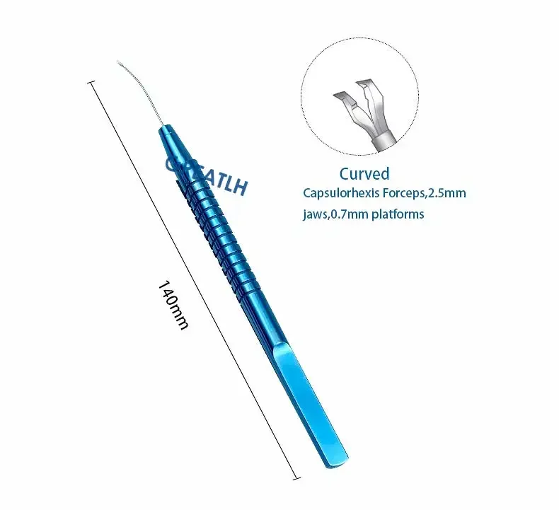 Fórceps oftálmicos de Capsulorhexis retinales, fórceps de cuerpo extraño, instrumentos de cirugía oftálmica rectos/curvos/angulados, 140mm de largo