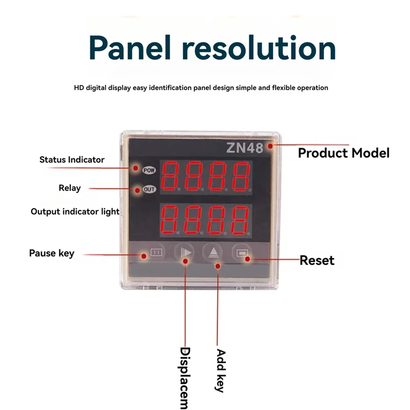 FGGS-ZN48 Series Digital Time Relay Counter Multifunction Cycle Delay AC220V DC24V Cycle Chronograph, And Frequency Meter E