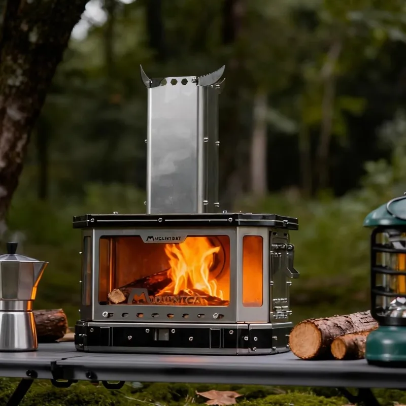 Mini Outdoor Firewood Stove Stainless Steel Portable Bonfire Travel Camping Stove Winter Cooking Burner Camping Fireplace