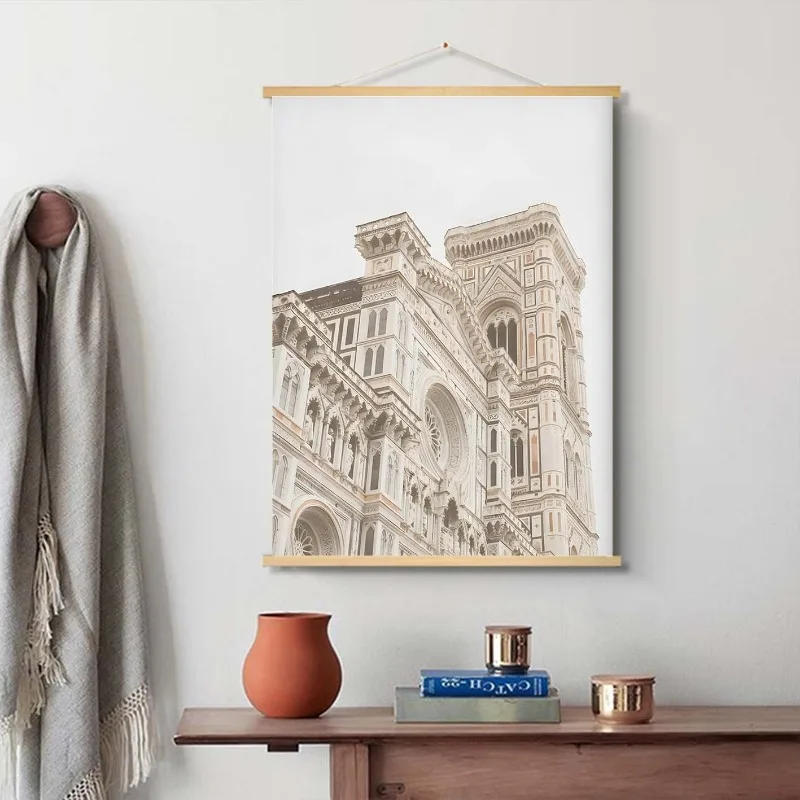 Travel Europe City Framed Hanging Scroll Poster Rome Milan Florence Spectacular Architecture Canvas Painting Art Wall Decor