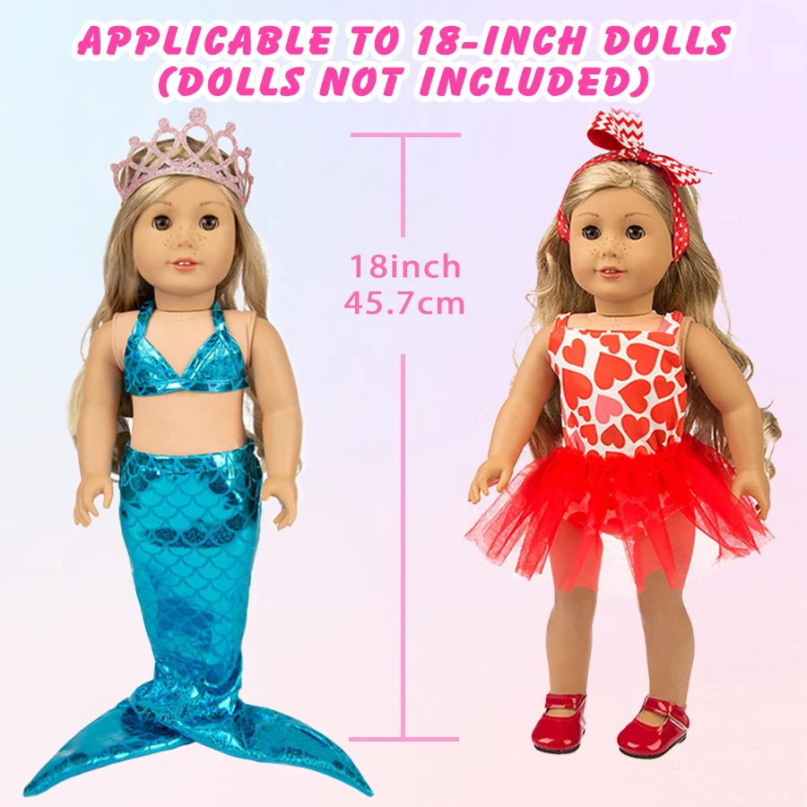 Doll Clothes Mermaid Tail Set Cartoon Baby Dress Shoes Fit 18 Inch American&43cm Reborn New Born Baby Doll OG Girl`s Toy Doll