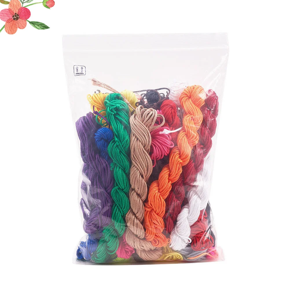 

1Mm Colorful Nylon Cord Set Rainbow Mixed Colors For Diy Bracelet Chinese Knot Macrame Kumihimo Craft Braiding Accessory