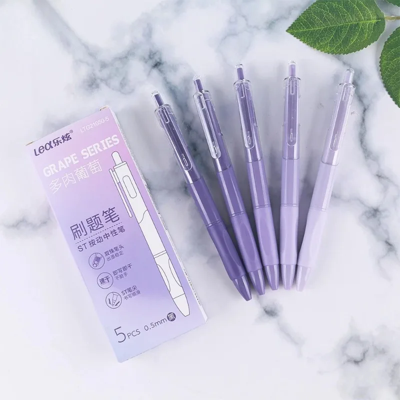 

5PC Box Neutral Pens Press the Pen Semi Transparent Hand Guard to Press the Telescopic Gel Pen Balck Ink