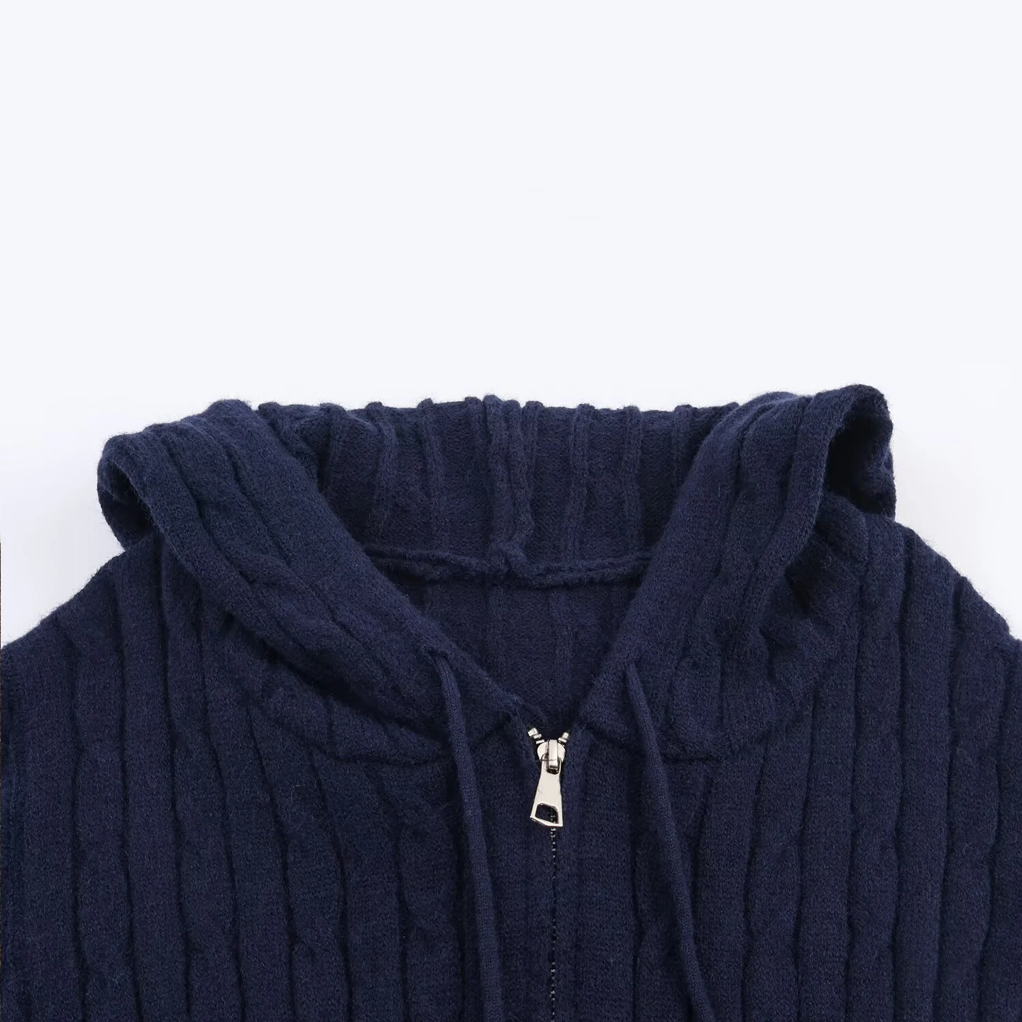 Faionable Casual largo Sve Twist Knit Sudadera con capucha mujer otoño 2025 Z marca suéter tejido Ele Sle patrón de rayas