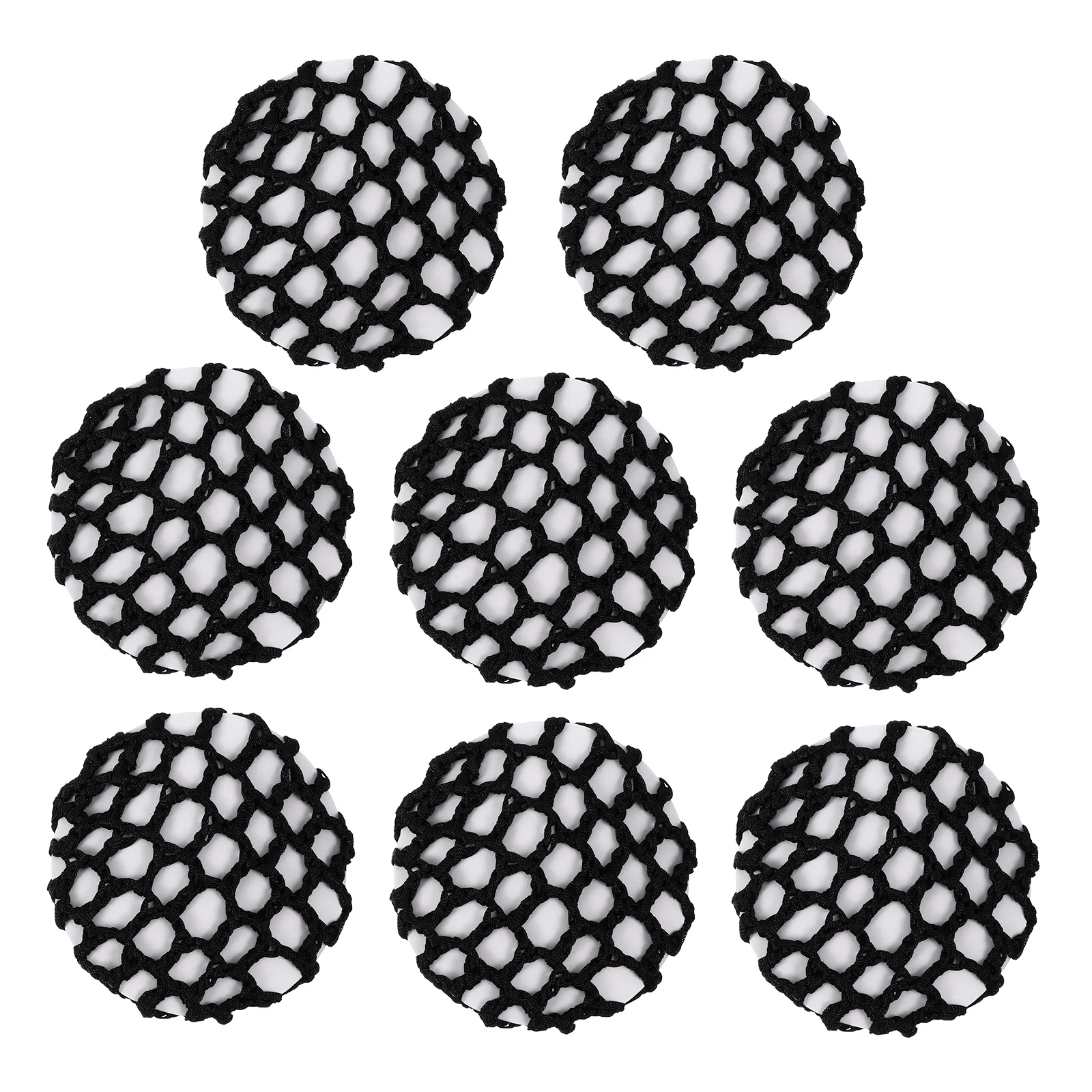 

8 Pcs Black Large Mesh Dance Hair Net Elastic Bun Cover Women Snood Reusable Hair Tool for Buns Accessories Girl Summer