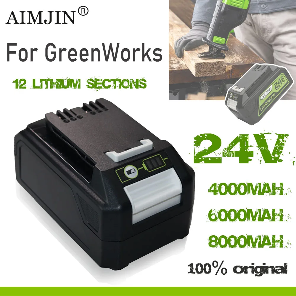 

For GreenWorks Power Tools 24V 12J 4000/6000/8000mAh Lithium Battery，Perfect compatibility with your electric tools