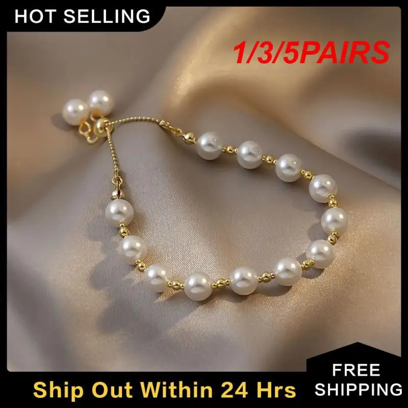 1/3/5PAIRS Earrings Minority Two Belts Pearl Retro Irregular Simple Does Not Fade Accessories Earhook Earring Fashion