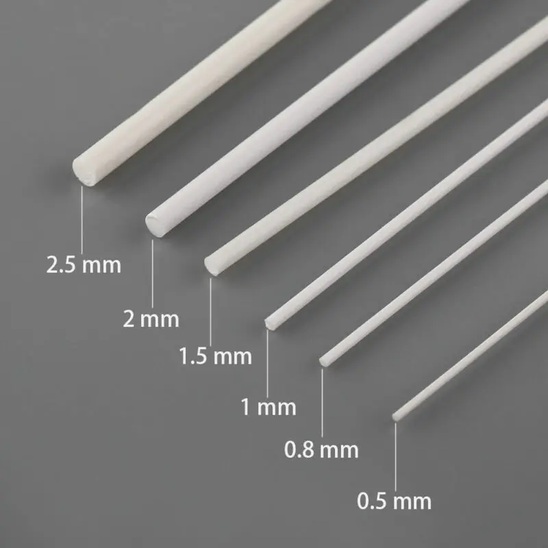 30 Stück runde Styrol-ABS-Stäbe, 500 mm ABS, 0,5/0,8/1/1,5/2/2,5 mm im Durchmesser, 500 mm lang – Detail 1