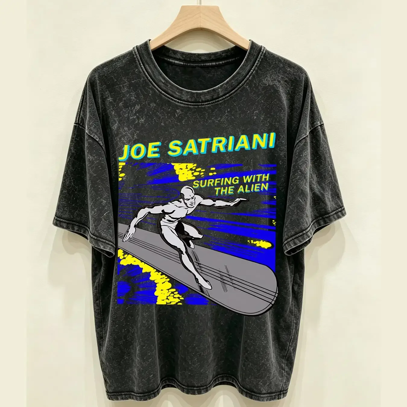 washed T Shirt joe satriani surfing with the alien red Cotton  U2543 long or sleeves vintage Washed fashion graphic Comfortable