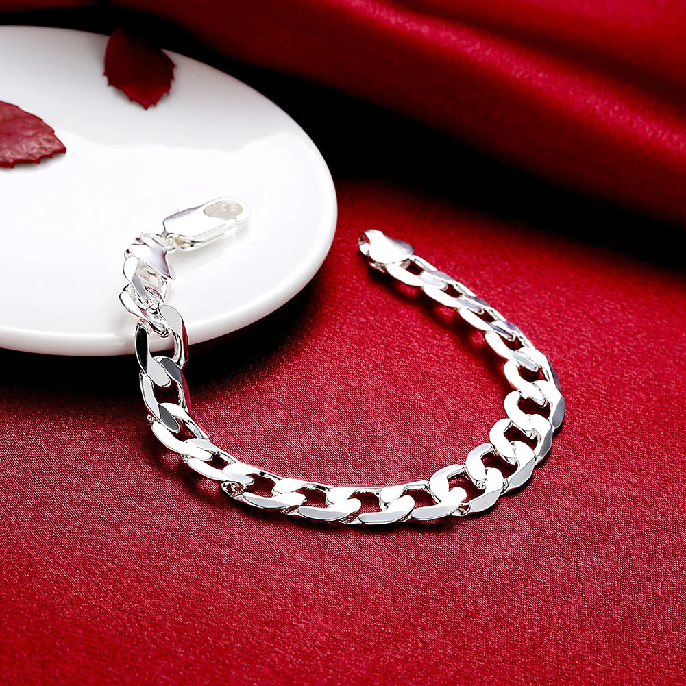 

Street Wild 925 Sterling Silver Classic 10mm Geometry Chain Bracelets Fashion Party Fine Jewelry Christmas Gifts
