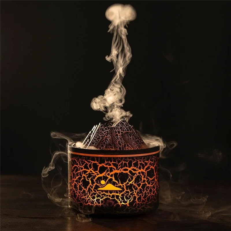 

A01V-180Ml Диффузор эфирного масла Увлажнитель вулкана с ароматом пламени, туман медузы, 7-цветный светодиод, автоматическое выключение для домашнего офиса, черный