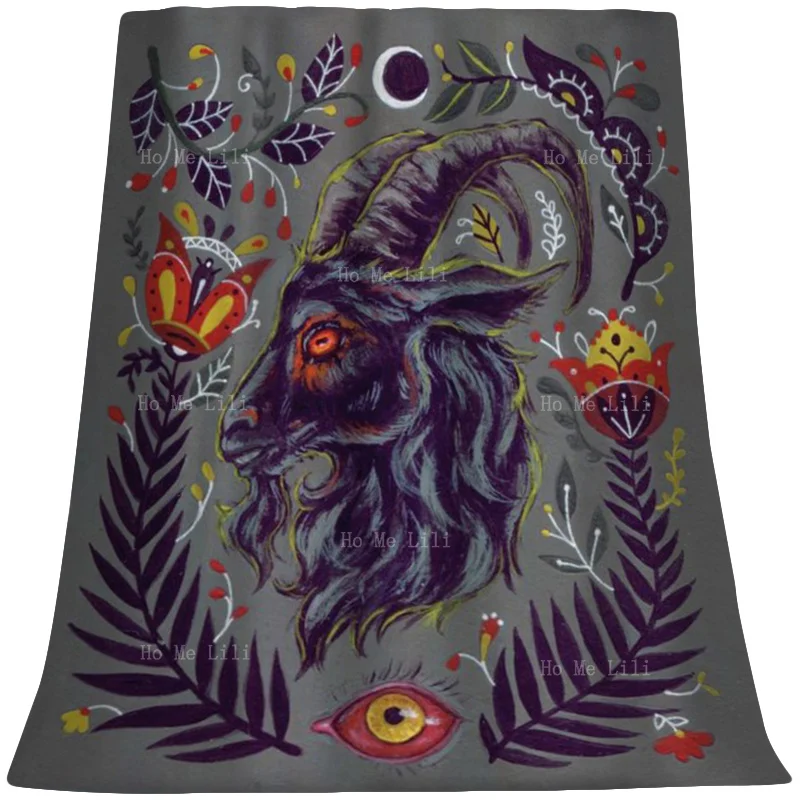 

Folk Artist's Design Of The Unique Evil Satanic Goat Flannel By Ho Me Lili Suitable For All Seasons