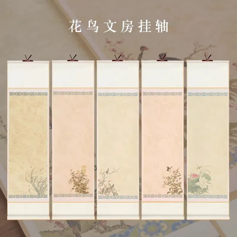 

Китайский свиток в стиле батик с цветочными и птичьими узорами, 26x95 см, из рисовой бумаги, окрашенной воском, рулон бумаги Сюань