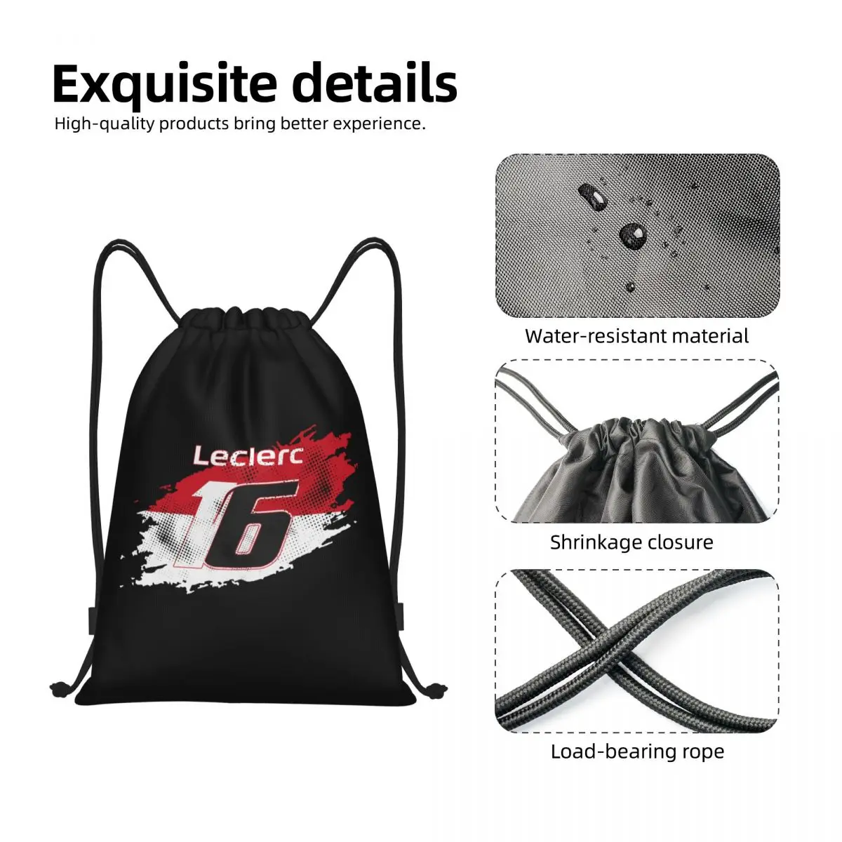 Charles Leclerc Sport Car 16 Drawstring Backpack Women Men Gym Sport Sackpack Portable Training Bag Sack