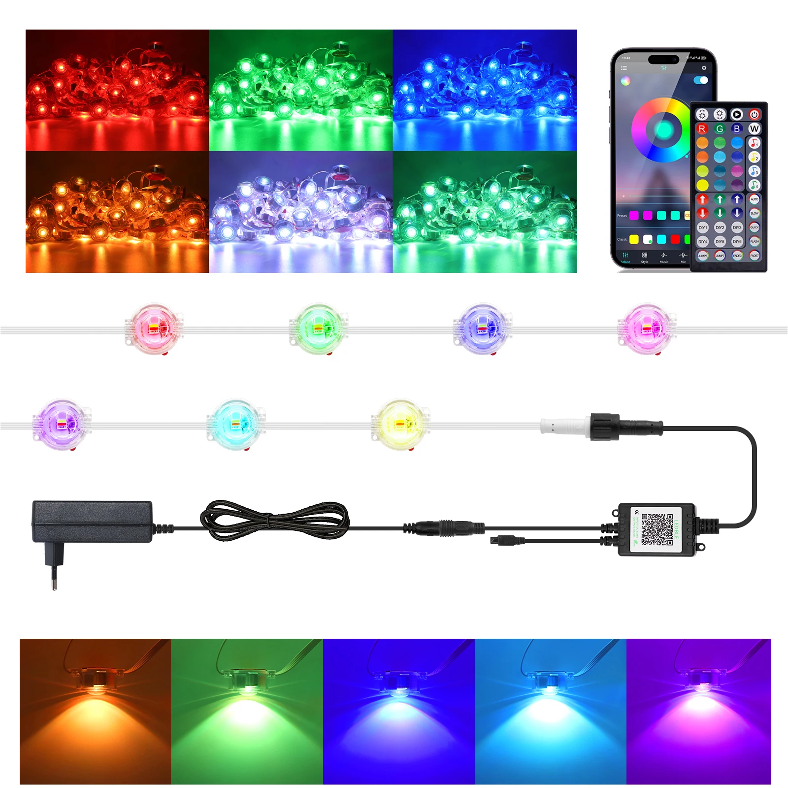 

25/50/100LED Permanent Outdoor Eaves LED Lights Waterproof RGBCCT String Lights APP Remote Control DIY Scene Holiday Lighting