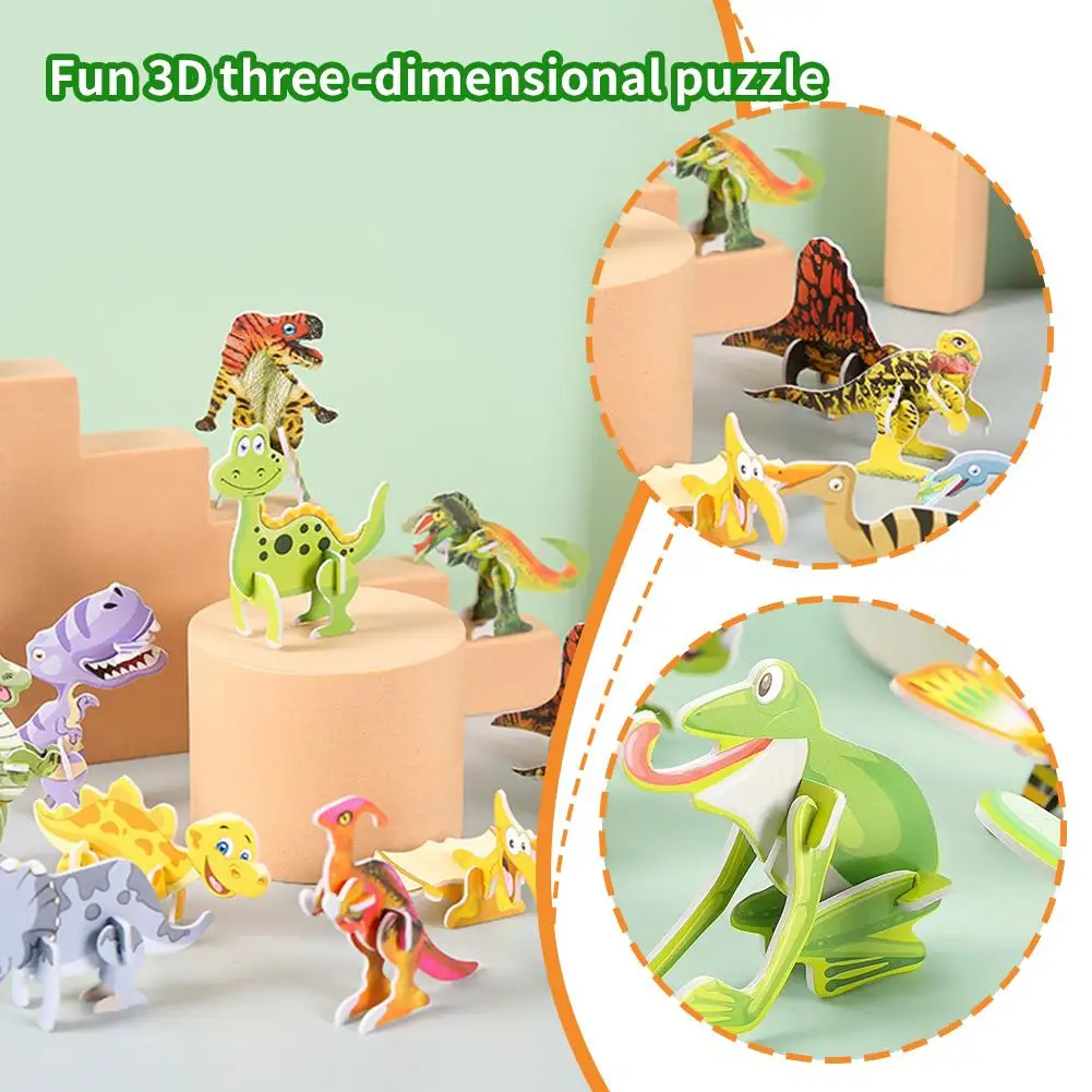 Bambini puzzle tridimensionali Cartoon Dinosaur Insect Cognition Toys Favors puntelli educativi Party Funny Birthday Animal L2L9