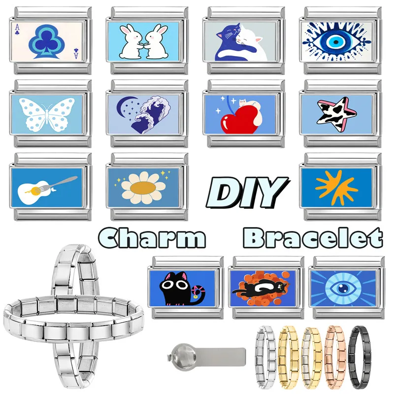 جديد جميل الحيوانات الأليفة القطط والكلاب وصلات سحرية إيطالية تناسب 9 مللي متر سوار الفولاذ المقاوم للصدأ النساء الرجال DIY بها بنفسك صنع المجوهرات #6