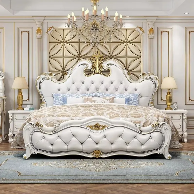 

White Nordic Modern Luxury Bed Frame Queen King Modern Salon Bed Frame Wood Bedroom Letto Matrimoniale Multifunzione Furniture