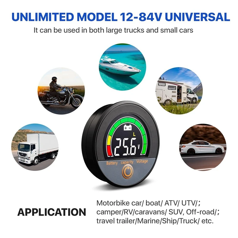 مقياس جهد الطاقة الرقمي 12 فولت 24 فولت 48 فولت 60 فولت 84 فولت مقاوم للماء IP67 جهد سعة البطارية