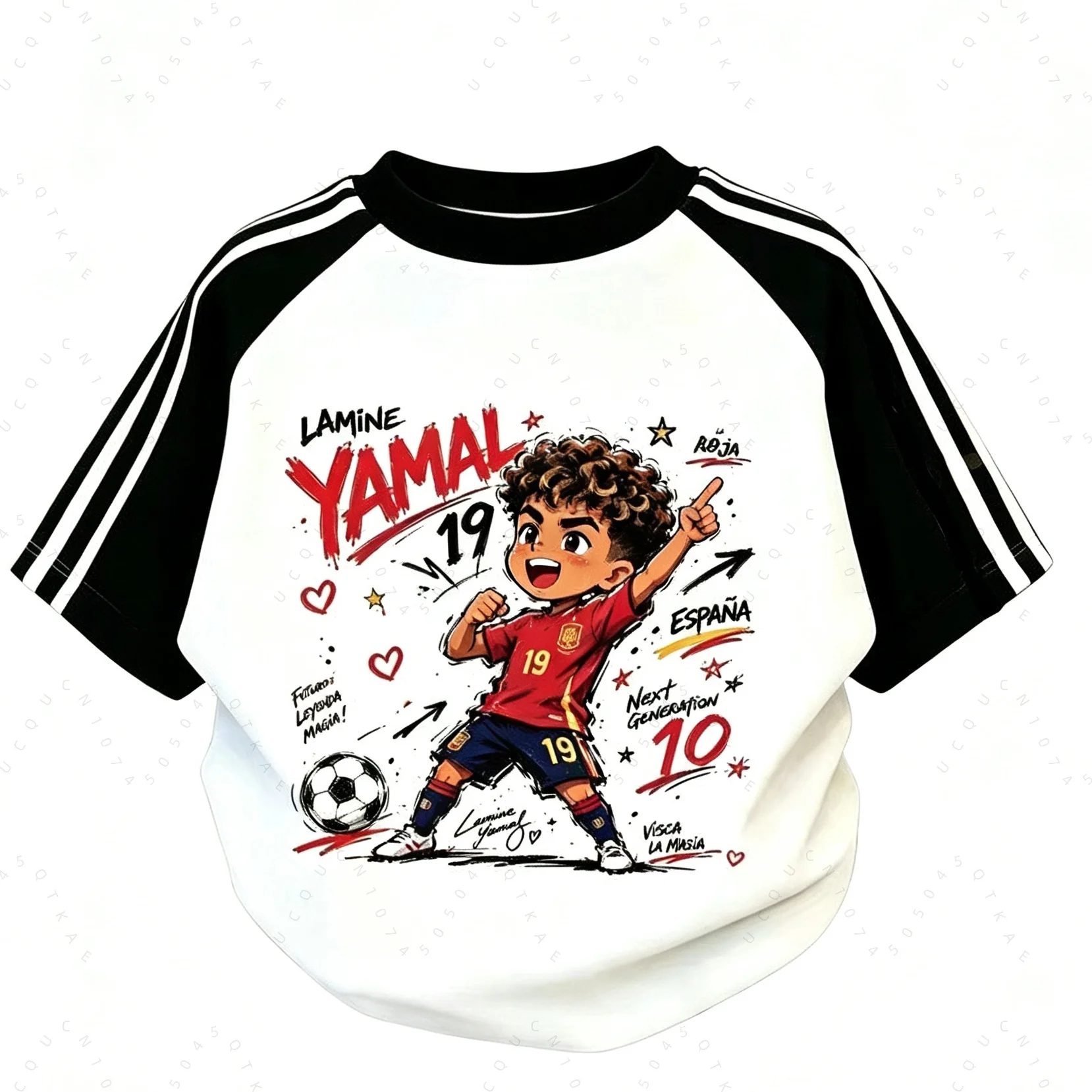 2026 Neues Kinder- und Erwachsenen-T-Shirt mit Cartoon-Fußballspieler-Aufdruck, Top-Tier-Fußballstars, Kurzarm, Fußballfan-Strandtops – Detail 6