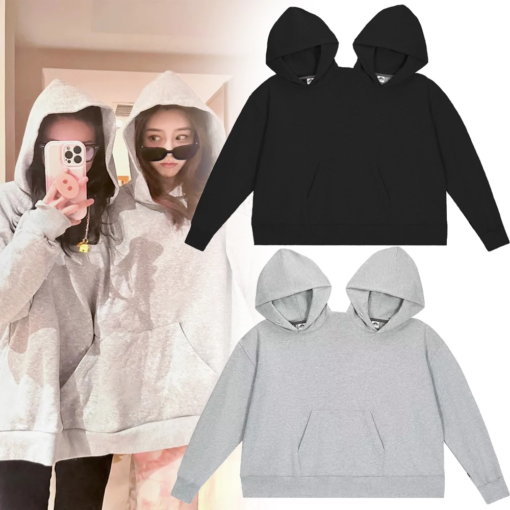 

Two Person Friend Intimate Loose Solid Hoodie Costume Adult Men Women Sweatshirt One-Piece Couples Pullover Tops Xmas Clothes