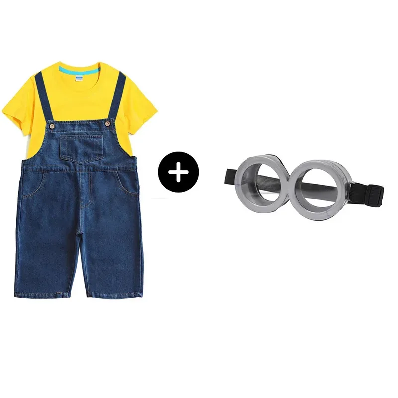 أزياء أنيمي العميل التأثيرية بأكمام قصيرة + بذلة + جوارب + مجموعة نظارات حقير لي أزياء حفلات الهالوين كرنفال الزي