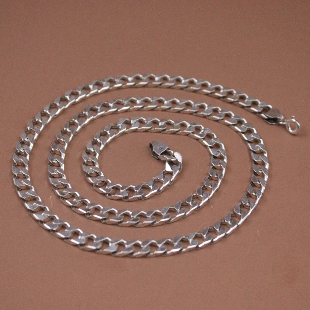 Real Pure S925 Sterling Silver Chain Lucky5.5mm Miami Cuban Curb Link Necklace 55cm