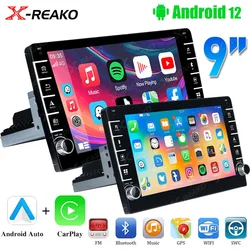 X-REAKO 1Din Car Radio 9inch Universal Andriod 12 Multimedia Player Carplay GPS Navigation Car Stereo Support Rear View Camera