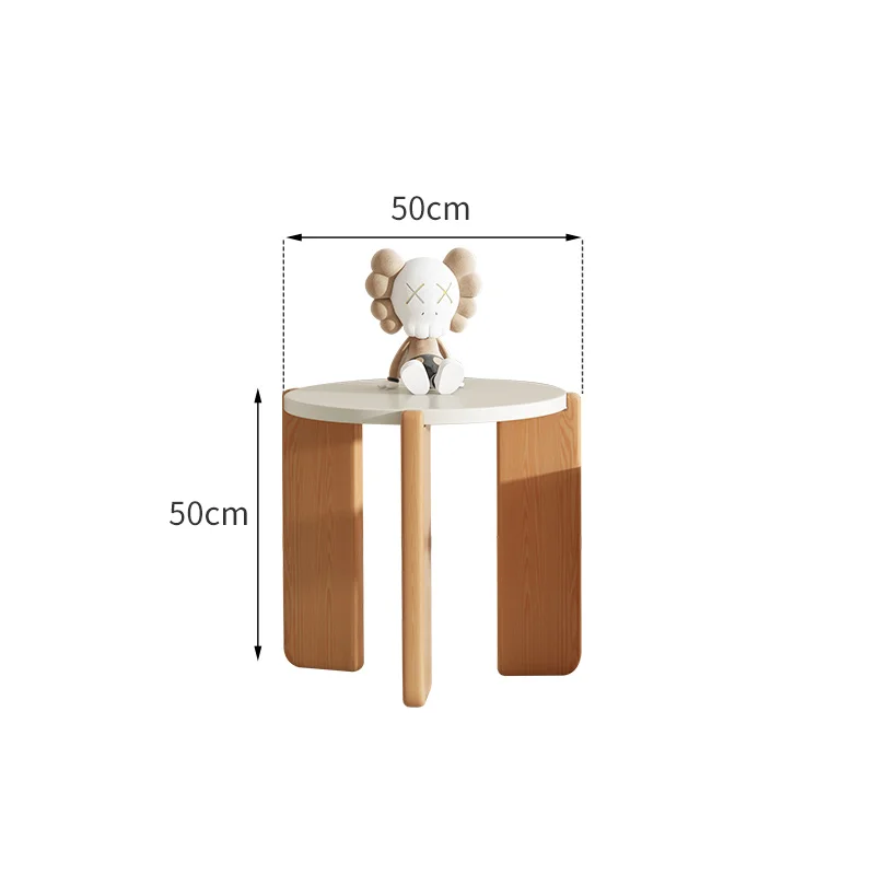 Круглый журнальный столик из массива дерева, домашний кремовый дом, тихий стиль, маленький скандинавский стол, современный минималистичный Угловой