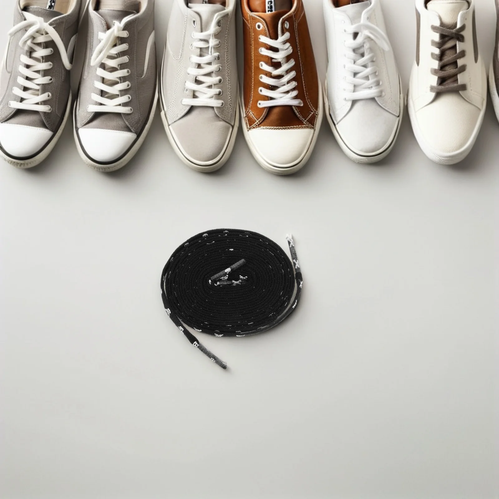 

Gothic Skull Shoelaces 2Pair Thick Rope Laces for Sneakers Men Women Flat Shoe Laces Halloween Day of the Dead Decor