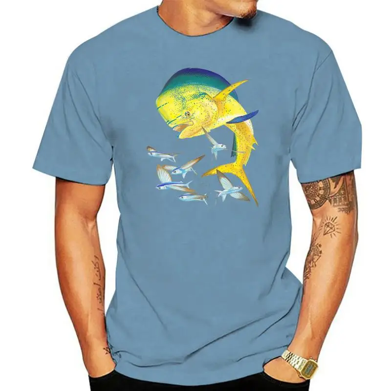 Camiseta 100% de algodón con estampado 3D para hombre, camisa de manga corta con cuello redondo de alta calidad, 100% algodón, a la moda, Dorado, Dolphin Fisher T23873