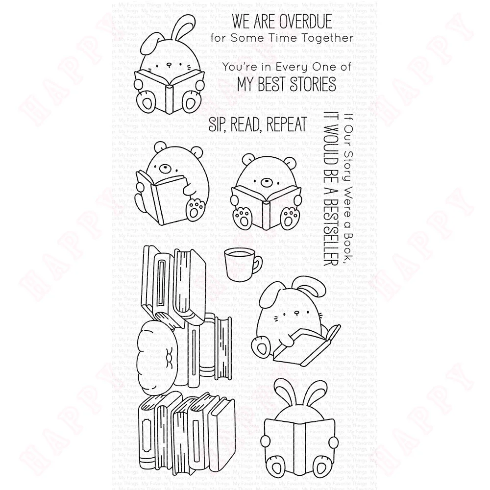 

Books read Buddies Stamps and Metal Cutting Dies Sets for DIY Craft Making Greeting Card Scrapbook Decoration Sending Squeezes