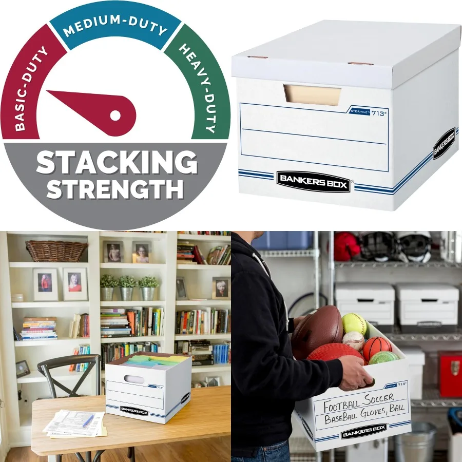 

Bankers Box 12 Pack Standard Duty File Storage Boxes for Office Organization Easy Assembly with Removable Lid Ideal for Letter