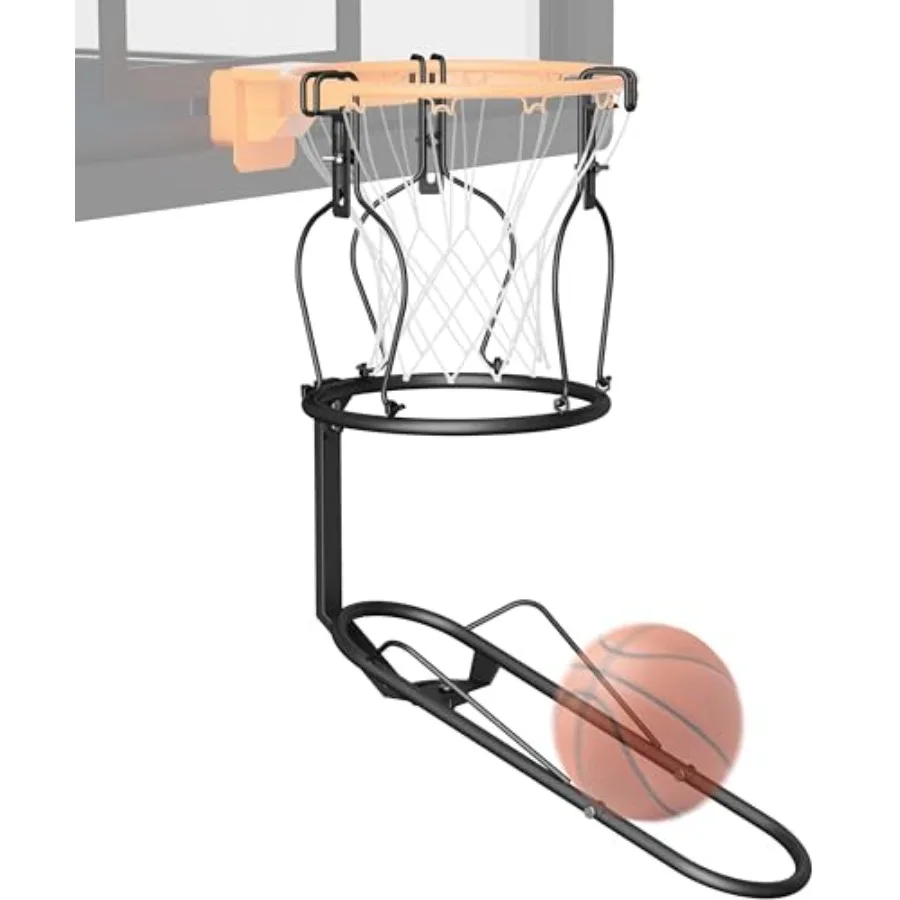 

Basketball Return Attachment 180° Rotatable Basketball Rebounder with 3 Stable Large Hooks for 18" Rim Basketball Training Acce