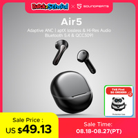 SoundPEATS Air5 ANC Bluetooth 5.4 Wireless Earbuds with Hi-Res Audio,aptX lossless,CVC V8.0,6MIC AI call noise reduction,IPX5