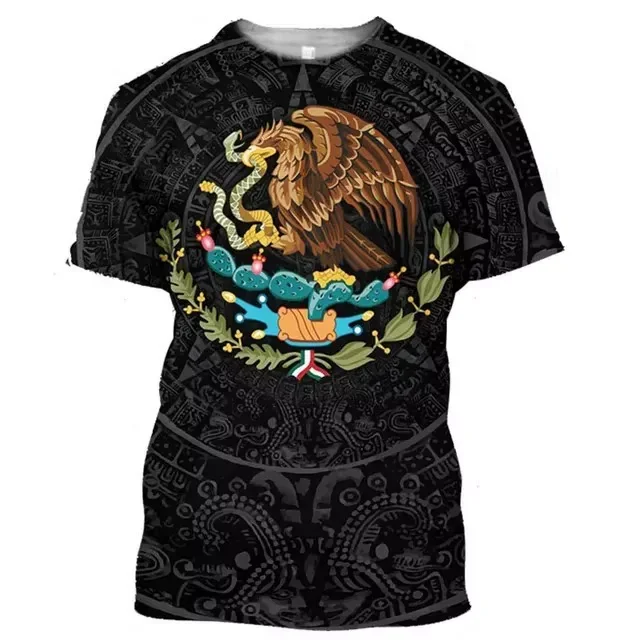 

2025 Summer Mexico T-Shirt Football Sweatshirt with Eagle Pattern Comfortable Breathable Quick Dry Sweat Absorbing T-Shirt