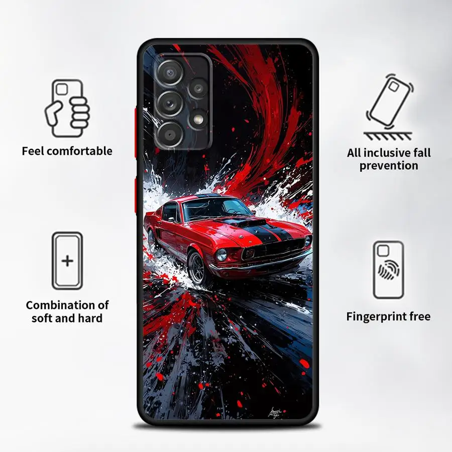 حافظة لهاتف سامسونج جالاكسي A22 A36 A31 A72 A52 A71 A56 A32 A73 A21 A25 A26 A23 غطاء ناعم سيارة رياضية وسيم