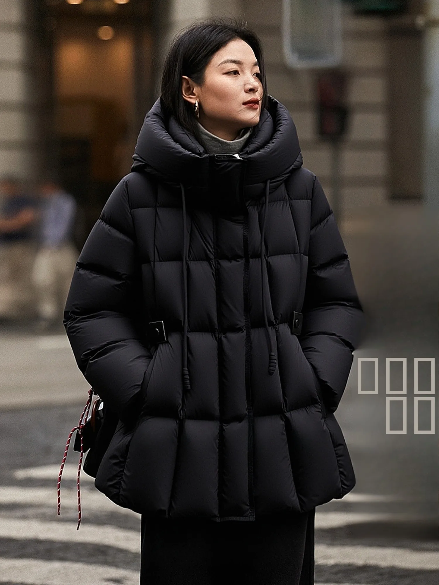 

Chivirin 2026 Winter Women's Thiened Warm Hooded Bla down Jaet Slim Fit Sli Waist-Cinching Faionable Casual Sle