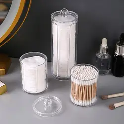 Acrylic Organizer Bathroom Vanity Organizer Transparent Dustproof Cotton Swab Container with Lid Capacity Cosmetic for Home