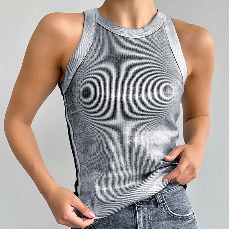 Женский футуристический серебряный вязаный жилет 2025 года — гладкий облегающий пуловер на бретелях, весенне-осенний многослойный жилет, шикарный европейский стиль