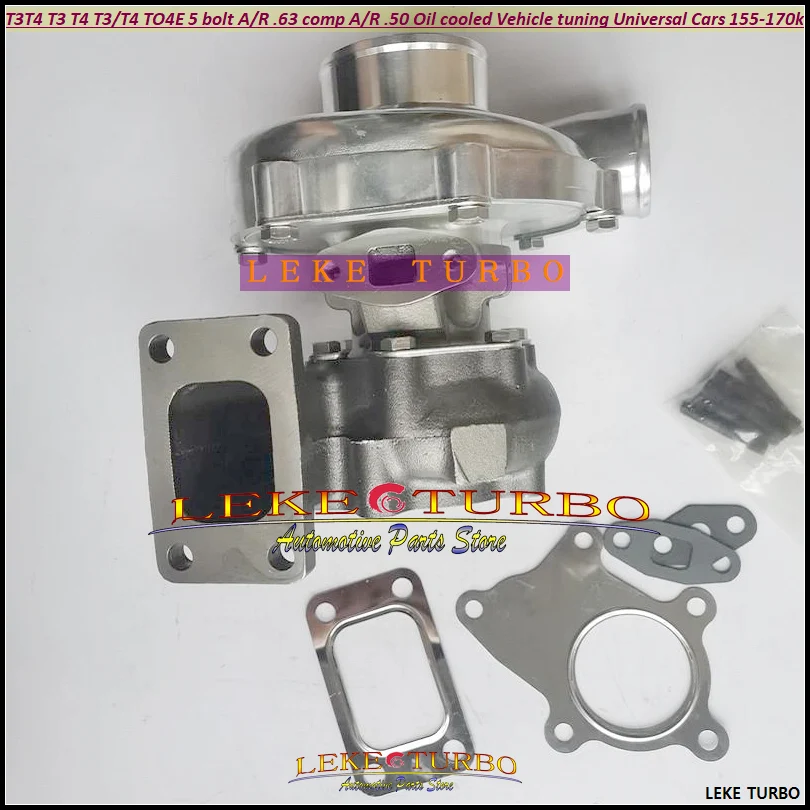 

WW Turbo T3T4 T3 T4 T3/T4 TO4E Turbine A/R .63 comp A/R .50 Oil cool For Vehicle tuning Universal 155-170kw 5 bolts Turbocharger
