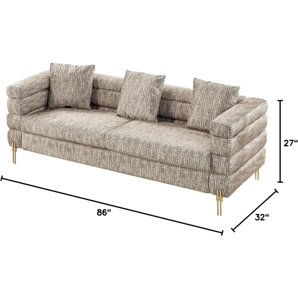 Modern Sofa Couch, 24''Extra Deep Seat Sofa for Living Room, 85 inch Oversized Sofa, 3 Seat Sofa, Sectional Couch Set