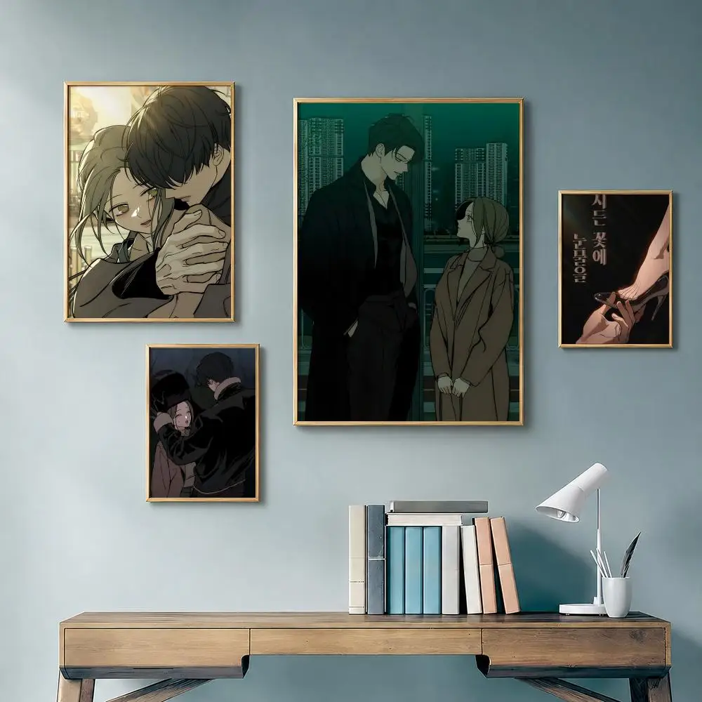 Popular Manhwa T-Tears on a Withered FlowerS Poster Vintage Retro Anime Poster Stickers Peel and Stick Wall Art Home Decor