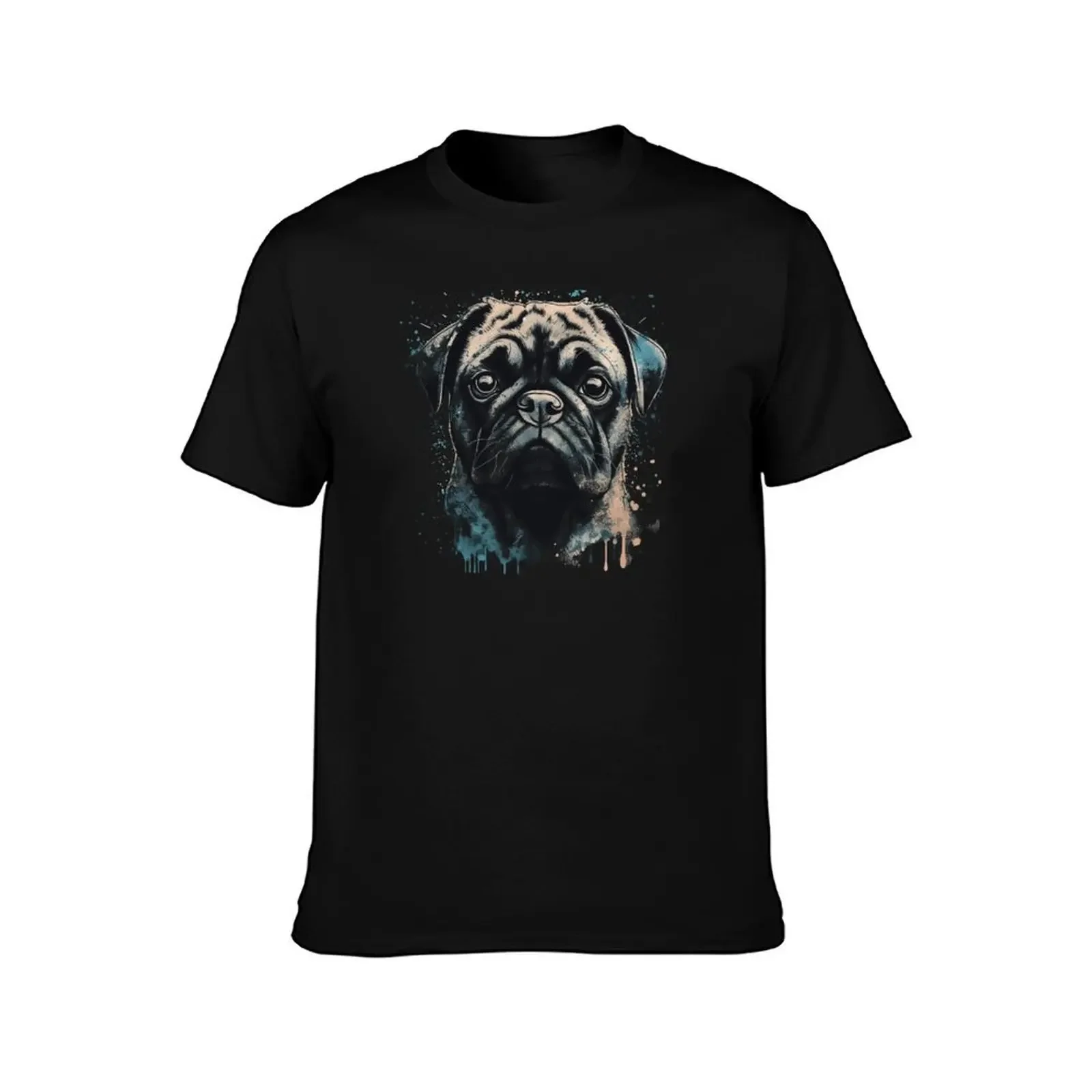 A Pug In Distressed Teal and Grey Style For Dark T-Shirt cute clothes custom t shirt essential t shirt Men's clothing