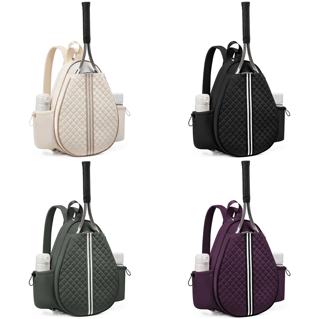 حقيبة تنس بسحاب للإغلاق، سعة كبيرة، مقاومة للماء، حقيبة كروس للتنس، حزام قابل للتعديل، حقيبة ظهر لمضرب التنس من البوليستر #3