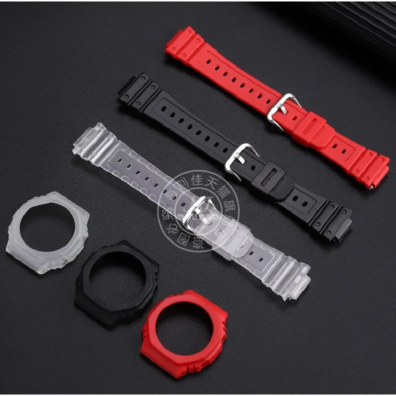 For Casio G-SHOCK Octagon Farm Oak GA-2100 GA-2110 TPU Refit transparent Watchband case Silicone Watch Strap ga2100 men Bracelet