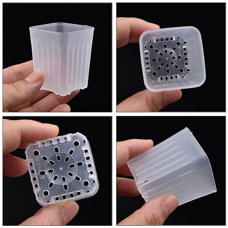 50-100Pcs 4cm Mini Thicken White/Transparent Square Flower Pot For Seedling Cultivation Breathable Succulent Plant Pot Seed Tray view 3